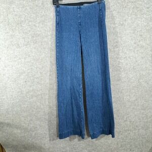 Lysse Denim Flare Leggings Women Medium Blue Stretchy High Rise Minimalist